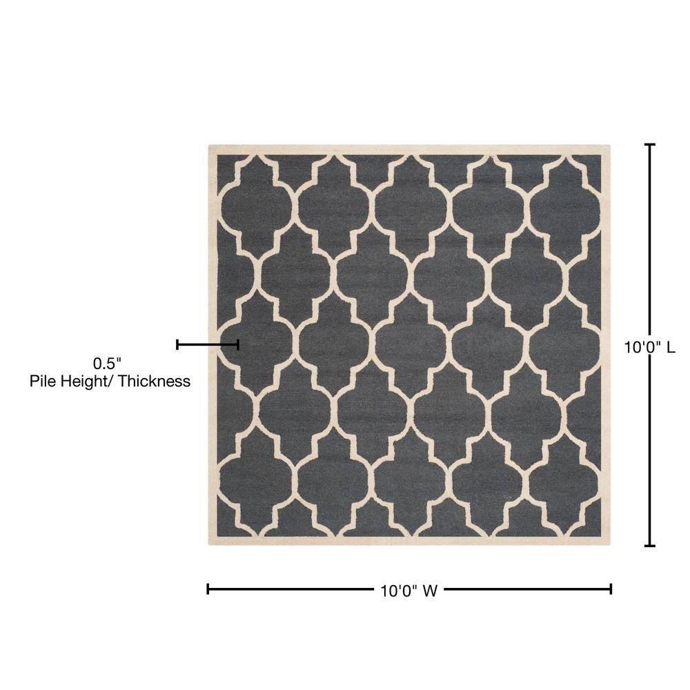 Hand-Tufted Beige & Ivory Square Wool Rug - 62" x 62"