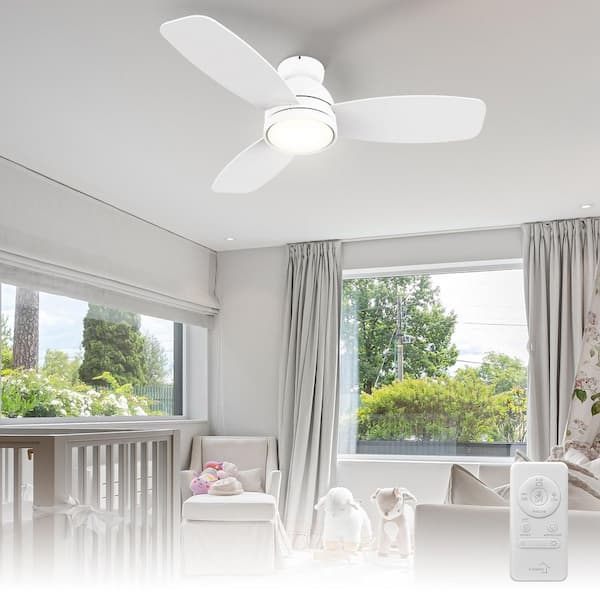 CARRO Thibault 44 in. Color Changing Integrated LED Indoor Matte White 10-Speed DC Ceiling Fan with Light Kit/Remote Control