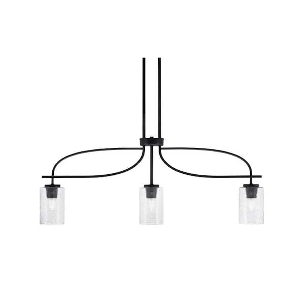 Unbranded Olympia 3-Light Matte Black Billiard Light with 4 in. Smoke Bubble Glass Shades, no blulbs included