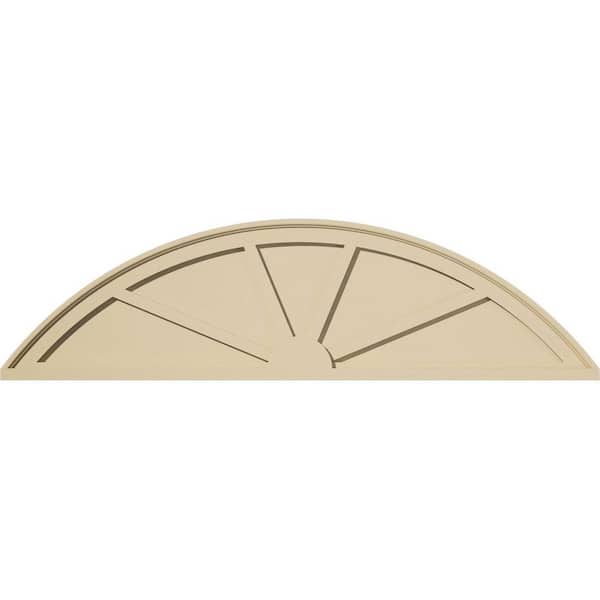 Ekena Millwork 52-in. W x 14-in. H x 2-in. P Segment Arch 4 Spoke Signature Urethane Pediment, Primed Tan