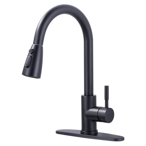 15.3 in. H Touchless Sensor 3-Functions Stainless Steel Single Handle Pull Down Sprayer Kitchen Faucet in Matte Black