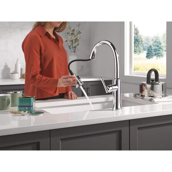 Eldridge Chrome 16.81 in. H Pull Down Sprayer Kitchen Faucet with 360 Degree Spout Swivel