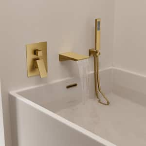 Classic Rain Single Handle 2-Spray Tub and Shower Faucet 3 GPM in. Brushed Gold Valve Included