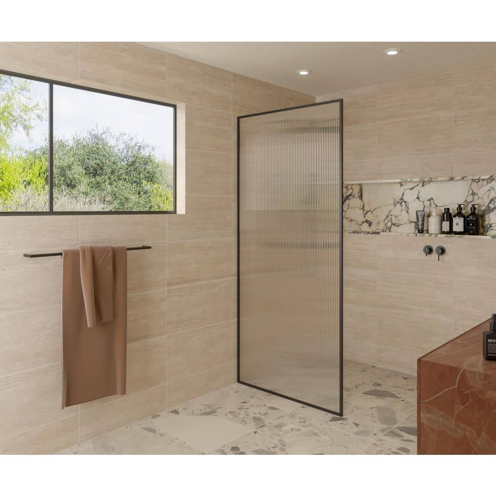 34 in. x 78 in. x .375 in. Framed Shower Door Single Fixed Panel Fluted price history on PriceWatchPro