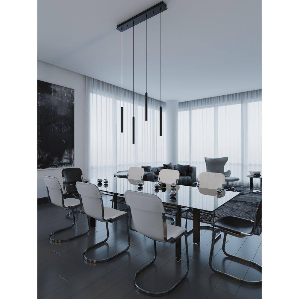 Eli Modern Black LED Pendant with Satin Nickel Finish