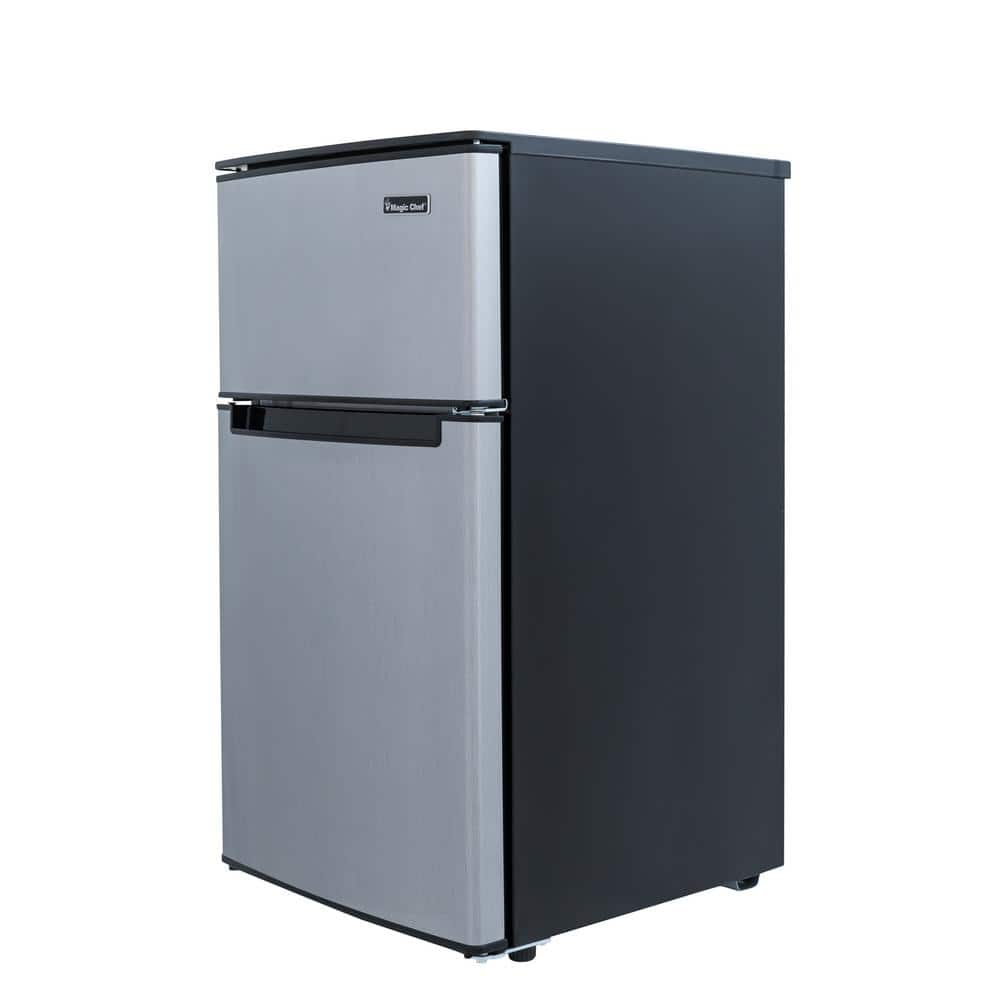 Compact Stainless Steel 3.1 cu ft Mini Refrigerator with Top Freezer
