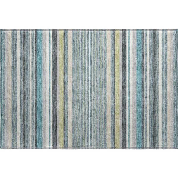 Mayfield Premium Machine Washable Abstract AMF2330 Teal 2 ft. x 3 ft. Accent Rug