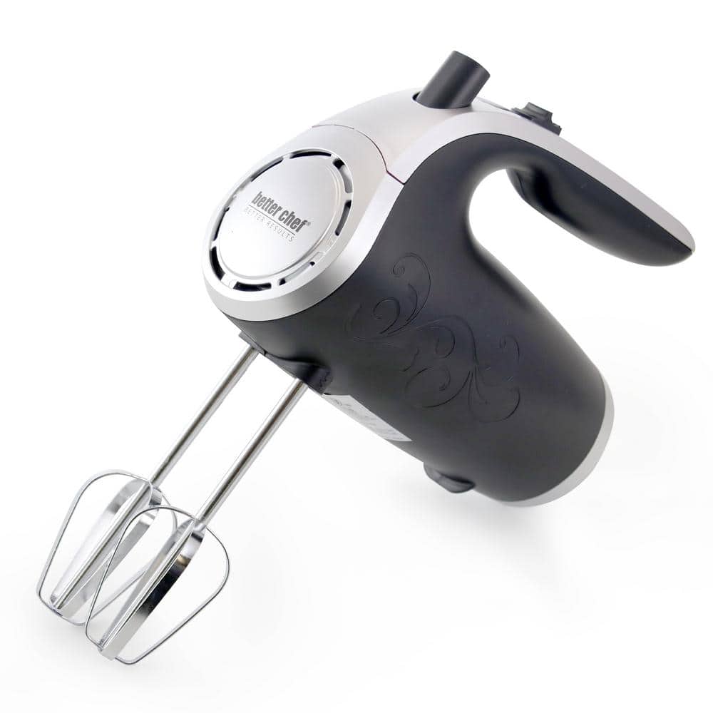 Better Chef 5-Speed 150-Watt Black Hand Mixer with Silver Accents