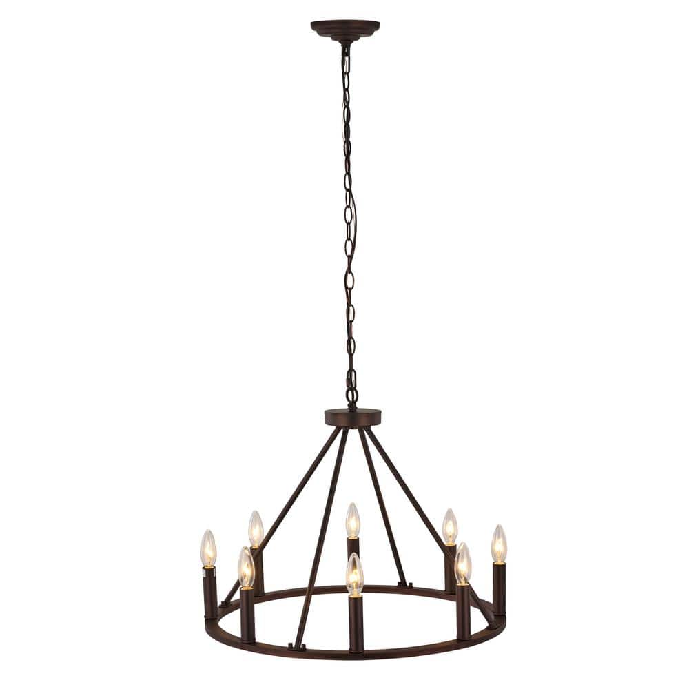 Indoor 8Light Uplight Oil Rubbed Bronze Metal Pendant Candlestick Chandelier without Shade