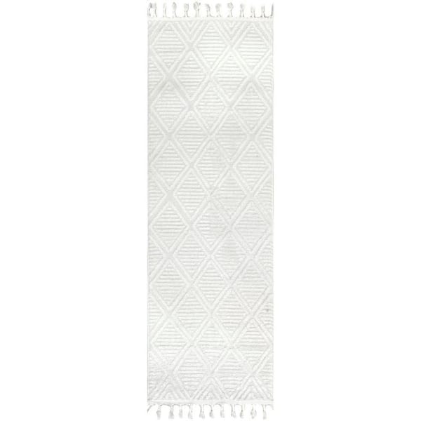 Balboa Textured Tile Ivory 3 ft. x 8 ft. Runner Rug