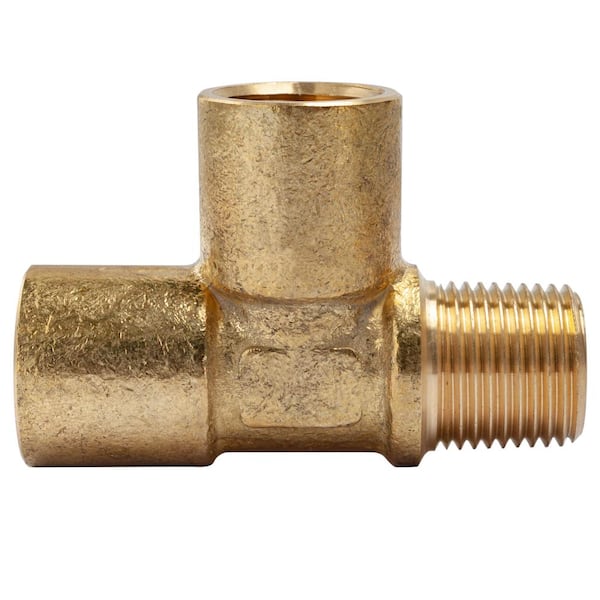 LTWFITTING 1/2 in. MIP x 1/2 in. FIP x 1/2 in. FIP Brass Pipe Tee Fitting (5Pack) HF313805