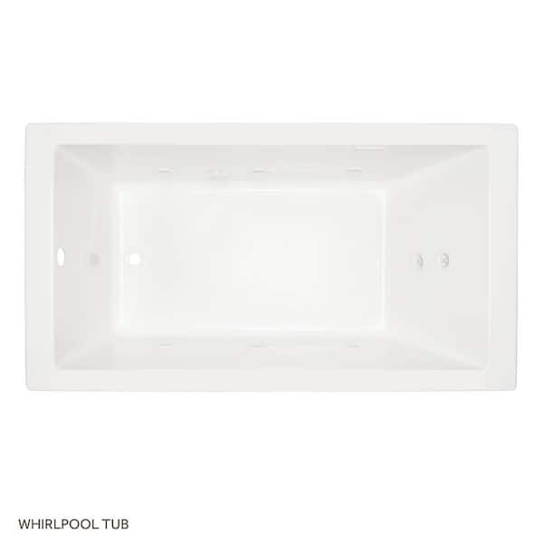 Sitka 66 in. x 36 in. Rectangular Whirlpool Bathtub with Reversible Drain in White