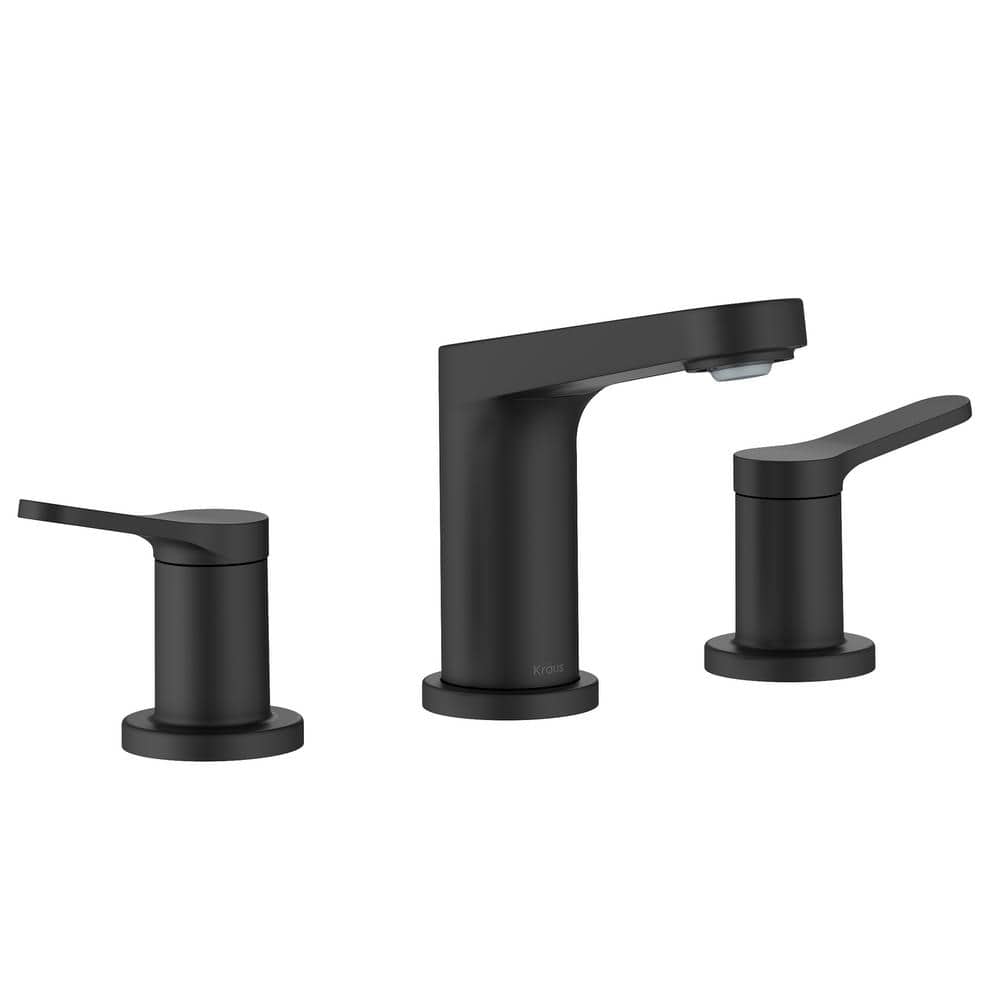 Indy 2-Handle 8 in. Widespread Bathroom Faucet in Matte Black with Pop Up Drain and Supply Lines price history on PriceWatchPro