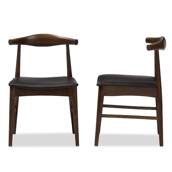 Baxton Studio Winton Black Faux Leather Dining Chair (Set of 2)