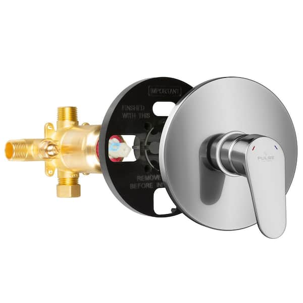 PULSE Showerspas Tru-Temp 1-Handle Pressure Balanced 1/2 in. Rough-In Valve Trim Kit in Chrome (Valve Included)
