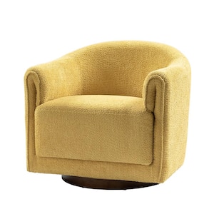 Hugues Yellow Swivel Chair with Sturdy Wooden Base