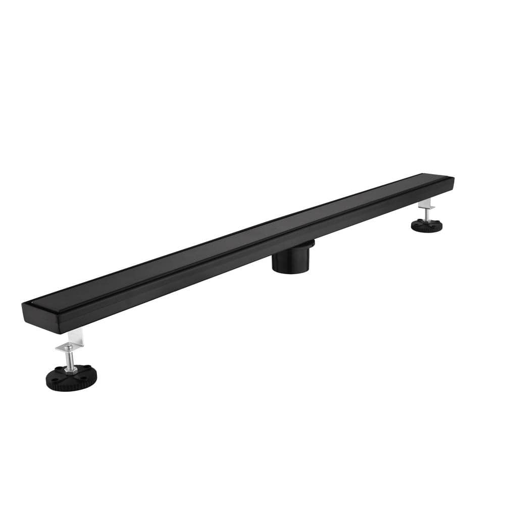 Linear Shower Drain with Removable Quadrato Pattern Grate, Included Hair Strainer and Leveling Feet in Matte Black price history on PriceWatchPro
