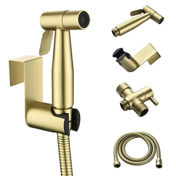 ALA Non-Electric Stainless Steel Handheld Handle Bidet Sprayer Toilet Bidet Attachment in Gold (Including Valves)
