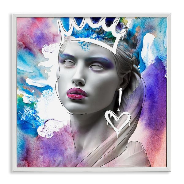 Stupell Industries Modern Crowned Woman by CAD Designs White Framed People Giclee Art Print 12 in. x 12 in.