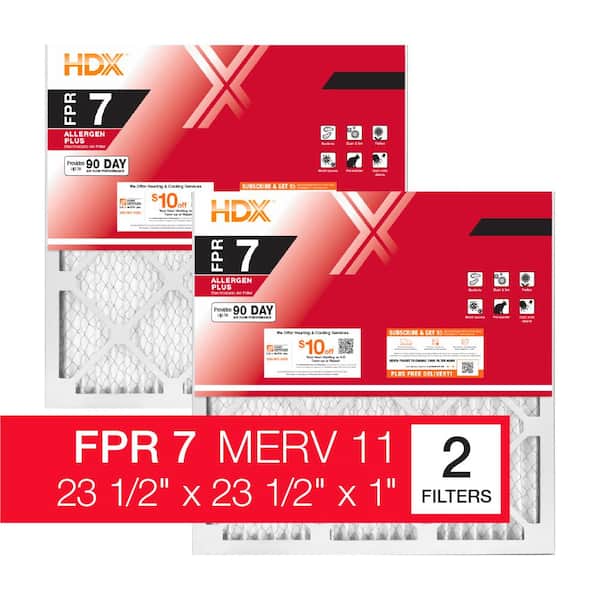 HDX 23.5 in. x 23.5 in. x 1 in. Allergen Plus Pleated Air Filter FPR 7, MERV 11 (2-Pack)