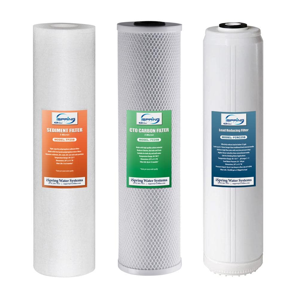 ISPRING 3-Stage Whole House Water Filter Pack w/ Sediment, Carbon Block ...