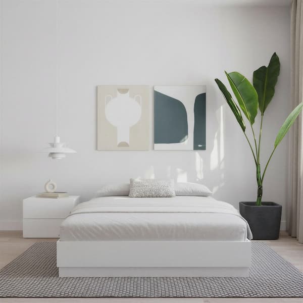 Milano White Frame Full Size Platform Bed