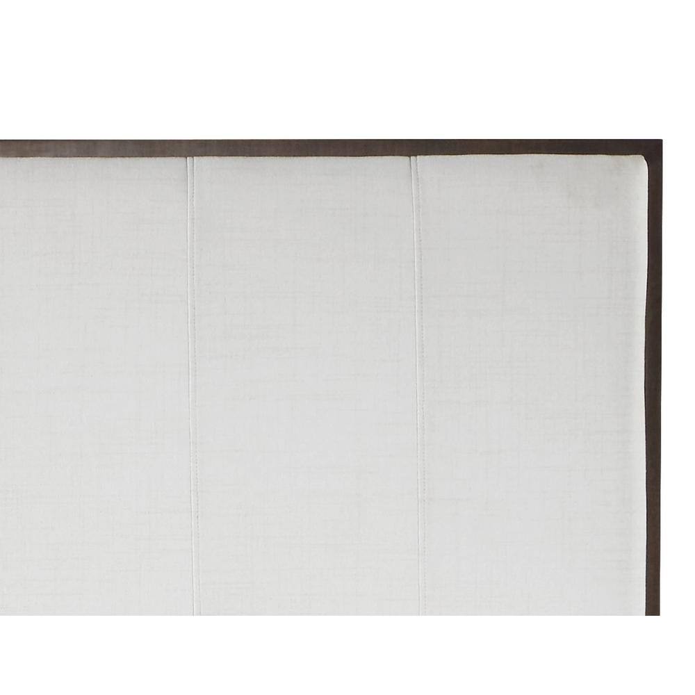 Light Gray and Brown Upholstered Queen Bed with Tufted Headboard and Storage Drawer