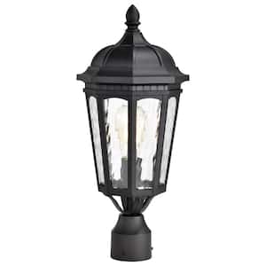 East River 1-Light Matte Black Aluminum Hardwired Outdoor Weather Resistant Post Light Set with No Bulbs Included