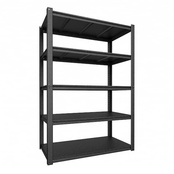 72 in. Tall Metal 5-Shelf Standard Bookcase with Adjustable Shelves, Heavy Duty Garage Storage Shelving Unit in Black