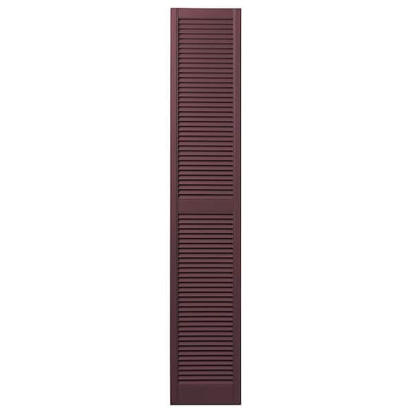 Ply Gem 15 in. x 71 in. Open Louvered Polypropylene Shutters Pair in Vineyard Red