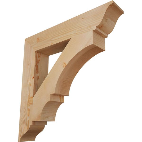 Ekena Millwork 5.5 in. x 34 in. x 34 in. Douglas Fir Balboa Traditional Smooth Bracket