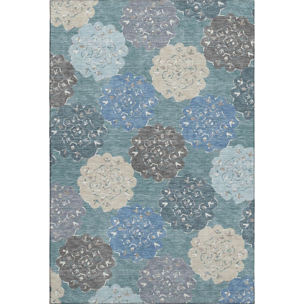 Mayfield Premium Machine Washable Abstract AMF2353 Teal 5 ft. x 7 ft. 6 in. Area Rug price history on PriceWatchPro