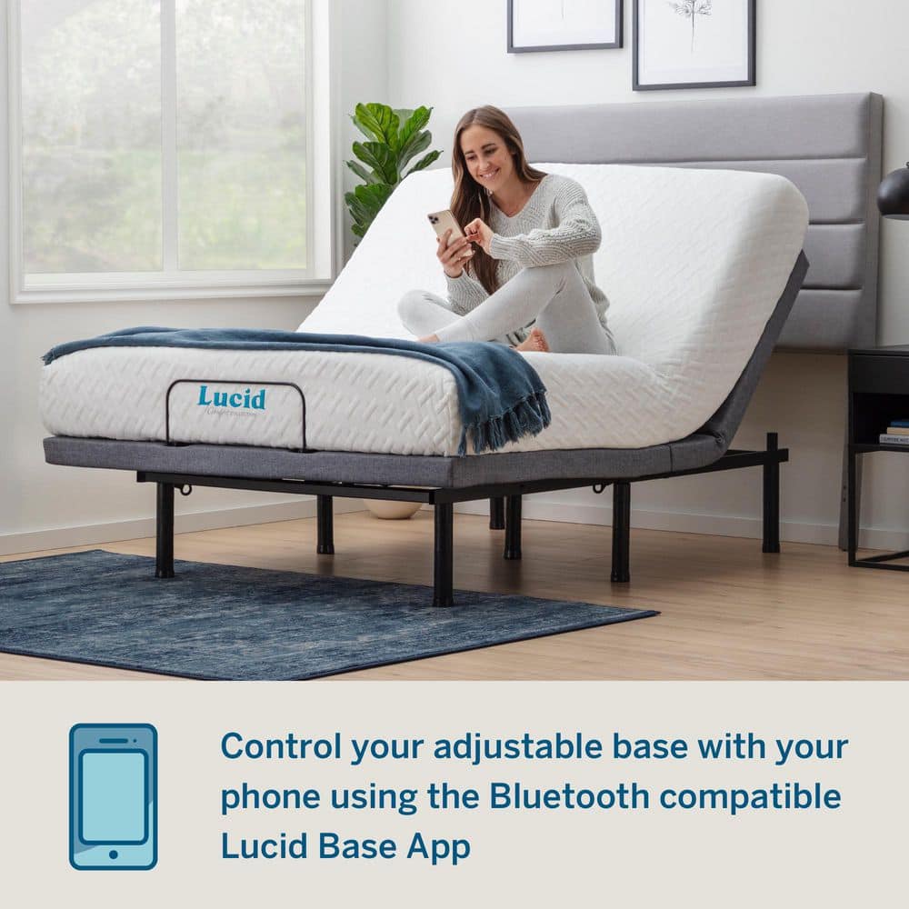 Black Twin XL Adjustable Bed Frame Base with Wireless Remote and Smart App - thumbnail 4