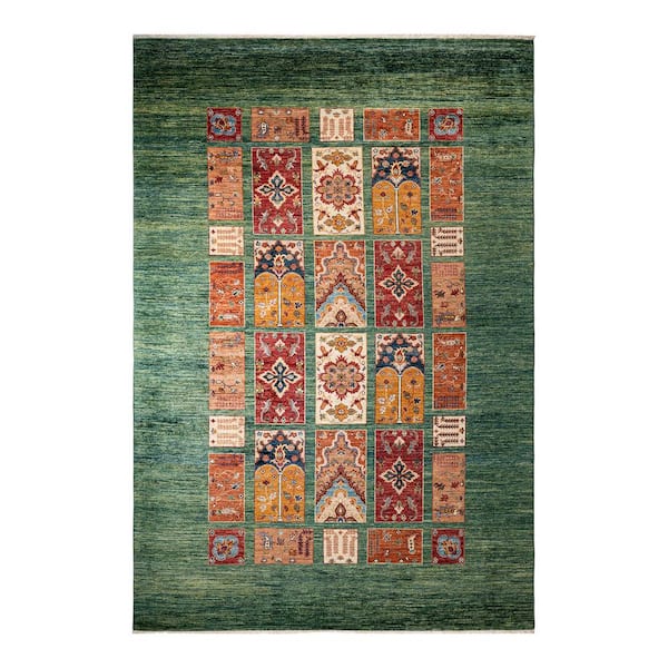 Solo Rugs One-of-a-Kind Traditional Green 7 ft. x 10 ft. Hand Knotted Tribal Area Rug