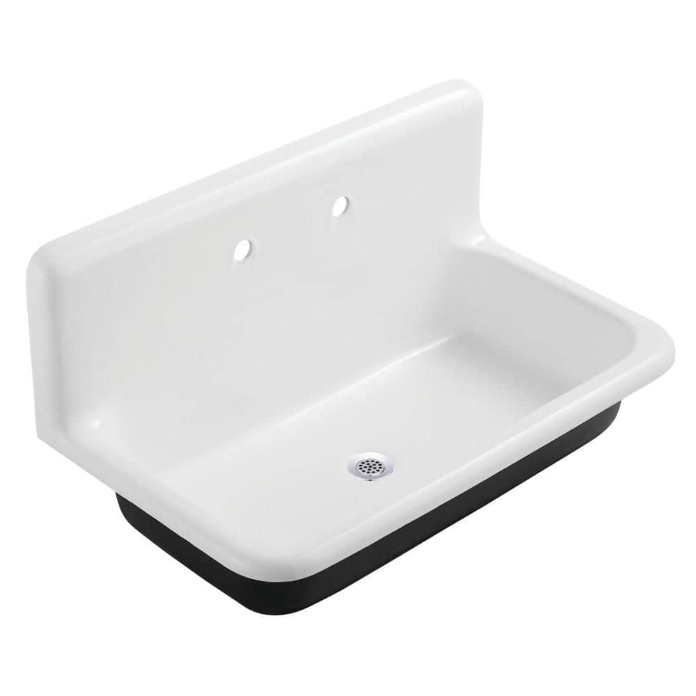 Petra Galley Cast Iron 36 in. Wall Mount Laundry/Utility Sink White with Chrome Drain price history on PriceWatchPro