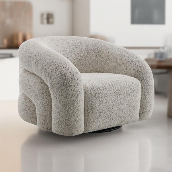Benjara Gray Fabric Accent Chair with Swivel