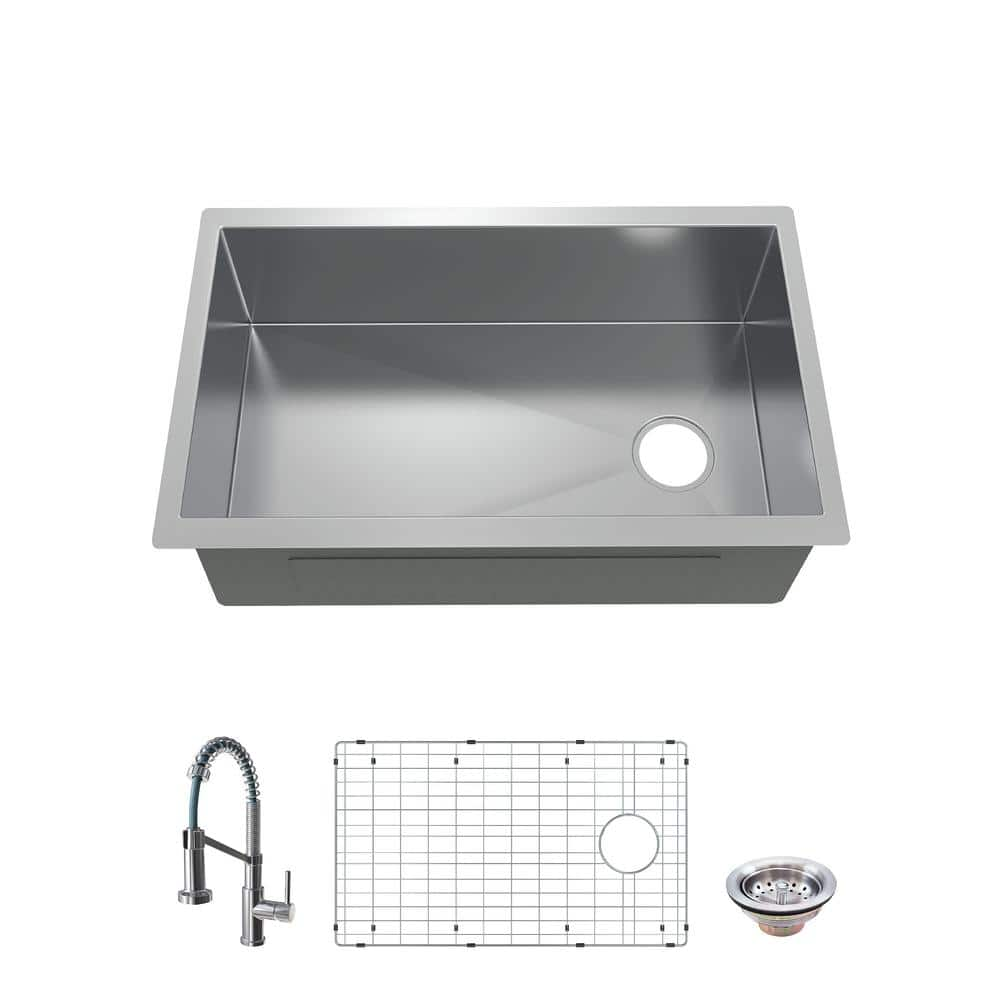 Glacier Bay Professional Zero Radius 27 In. Undermount Single Bowl 16 