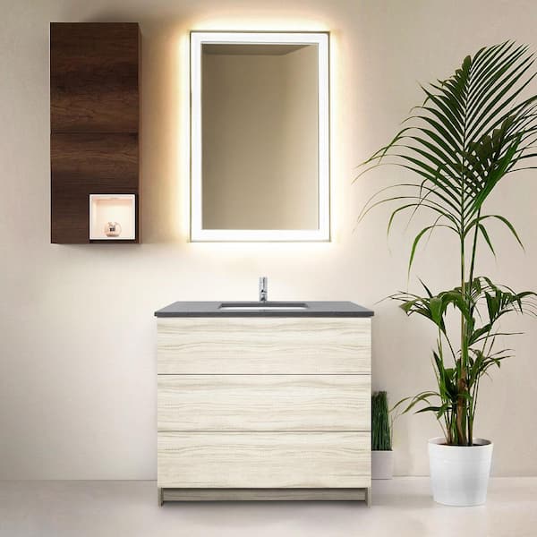Ella Element 36 in. W x x 22 in. D x 35 in. H Single Sink Bath Vanity in Light Oak with Galaxy Grey Quartz Top