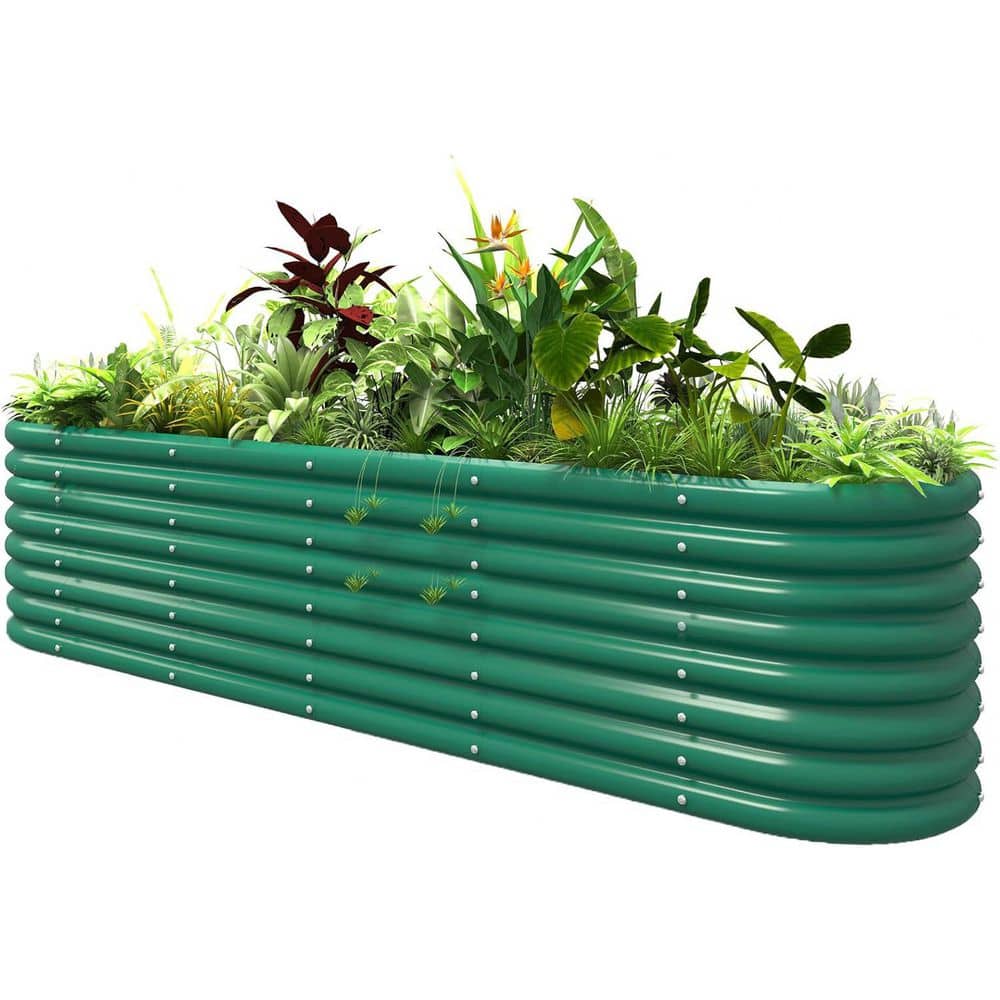 British Green 96in. L x 24in. W x 24in. H Metal Modular Raised Garden Bed for Flowers Herbs Vegetables Outdoor price history on PriceWatchPro