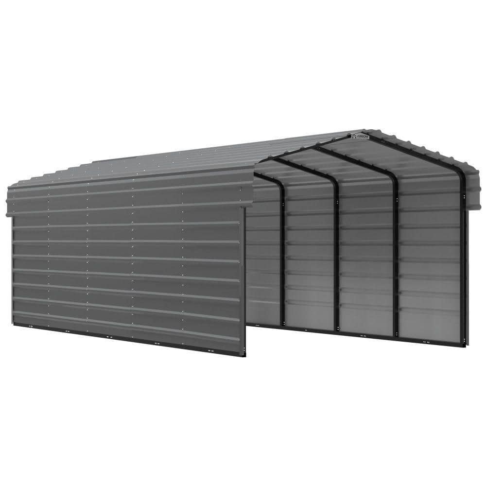 ARROW 10 ft. W x 24 ft. D x 7 ft. H Charcoal Galvanized Steel Carport with 2-Side Wall Kits (CPHC102407ECL2)