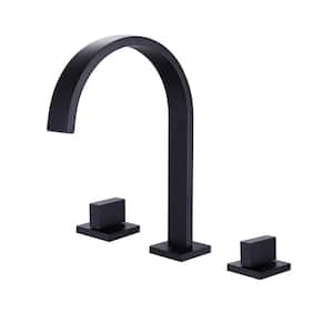 Dill 8 in. Widespread 3 Hole 2-Handle Waterful Bathroom Faucet in Matte Black