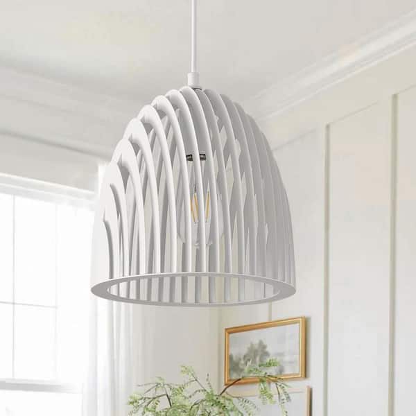 Modern 1 Light Simple Creativity White Dome Metal Hollow Pendant Light for Kitchen Island