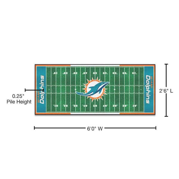 FANMATS Miami Dolphins 3 ft. x 6 ft. Football Field Rug Runner Rug 7357 -  The Home Depot