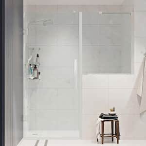 Tampa-Pro 49 1/8 in. W x in. H Pivot Frameless Shower Door in Chrome with Buttress Panel and Shelves
