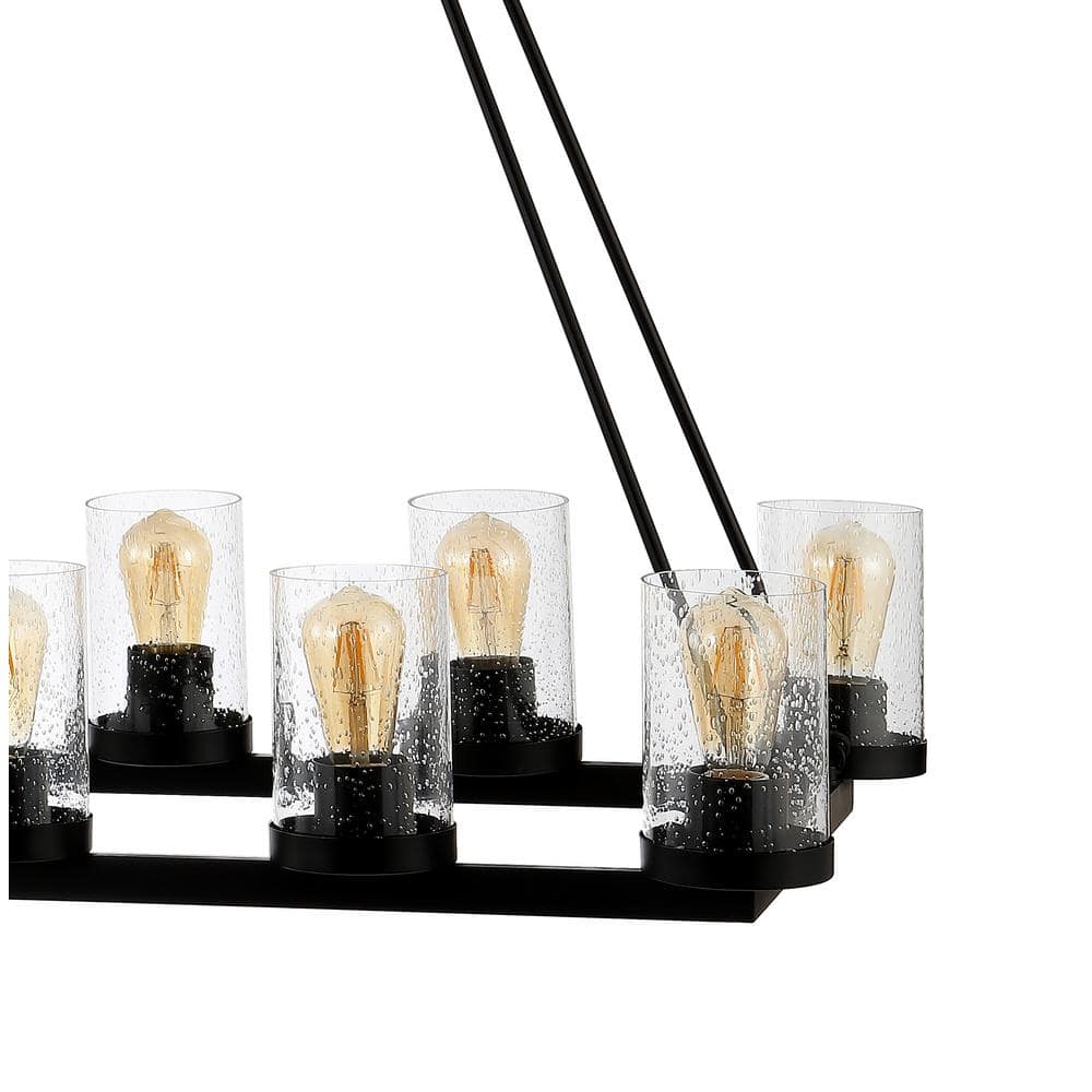 Athos 45.5" 12-Light Black Iron Rustic Farmhouse Chandelier