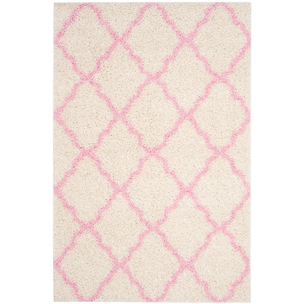 SAFAVIEH Dallas Shag Ivory/Light Pink 4 ft. x 6 ft. Geometric Area Rug