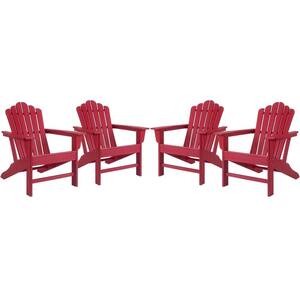 Classic Red HDPE Plastic Adirondack Chair (4-Pack)