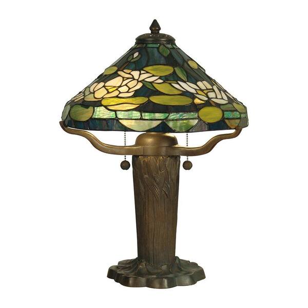 Dale Tiffany 19.5 in. Water Lily Replica Dark Antique Bronze Verde Table Lamp