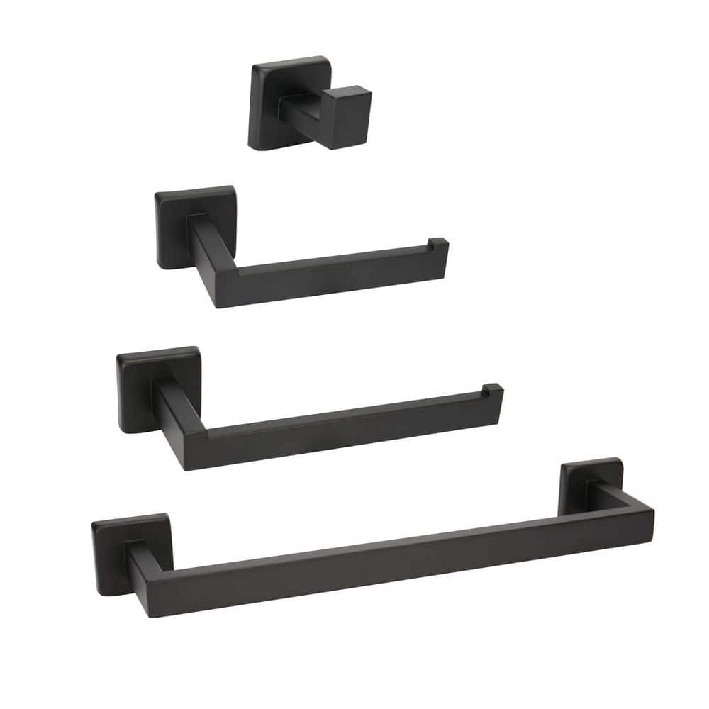 Langsun 4Piece Bath Hardware Set with Towel Bar Toilet Paper Holder