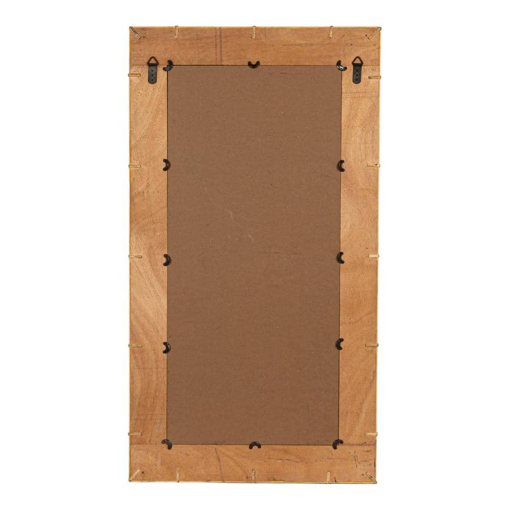 Natural Bamboo Rectangular Wall Mirror with Hand-Laid Stems